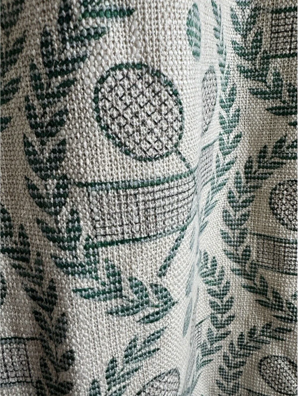 Tennis Racket Boxwood Woven Cream And Green Afghan Blanket 50x60in Boy Decor